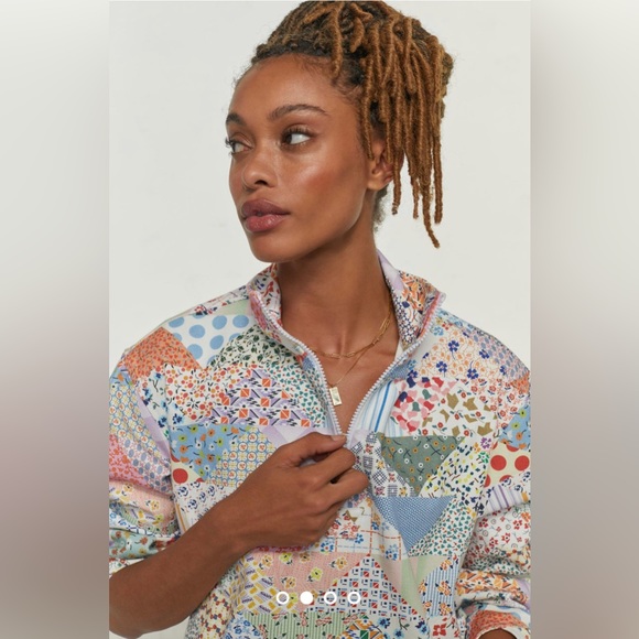 Anthropologie Carleen Patchwork Quarter-Zip Pullover, size M, new with tags - Picture 2 of 7